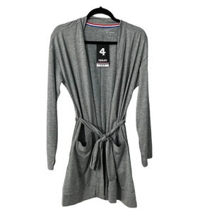 Fourlaps Stratus Wrap Grey Heather Women's Tie Front Robe/Cardigan Size L NWT